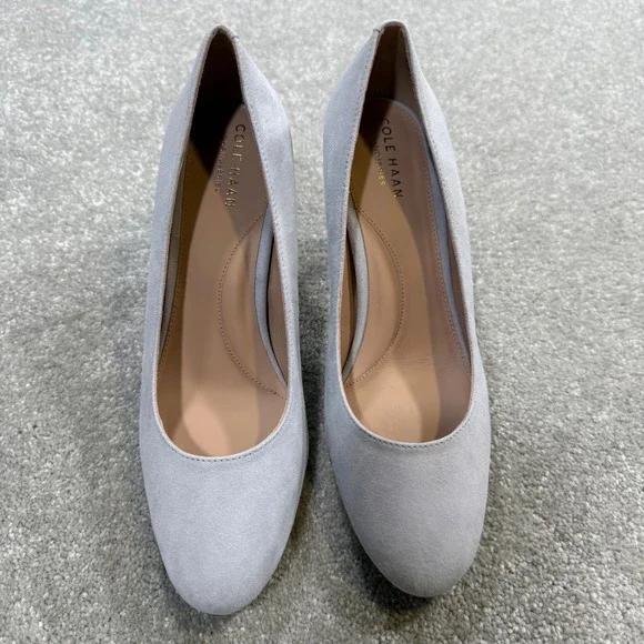 Cole Haan Gabbie Pump Suede 80 Pearl Grey Stiletto Heels NIB Sz 8 Wedding Formal - Picture 4 of 15
